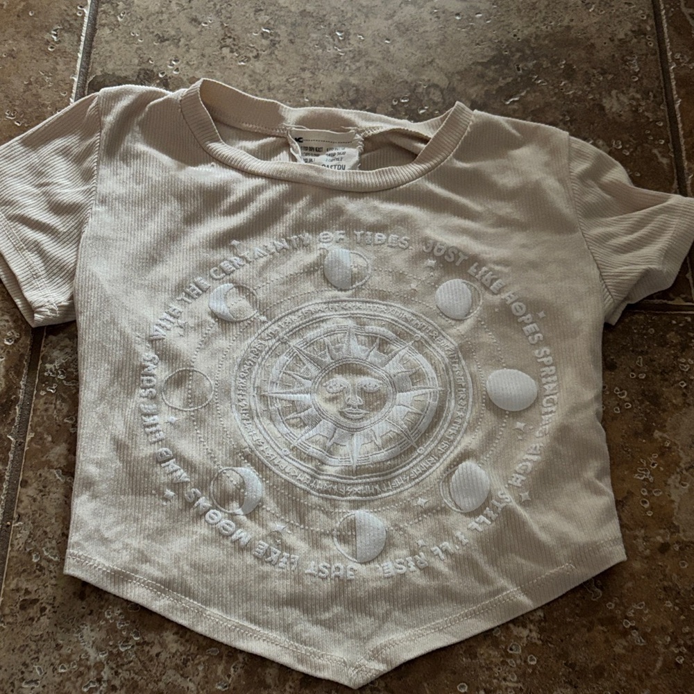 French Pastry Beige Kids Sun and Moon Tee
